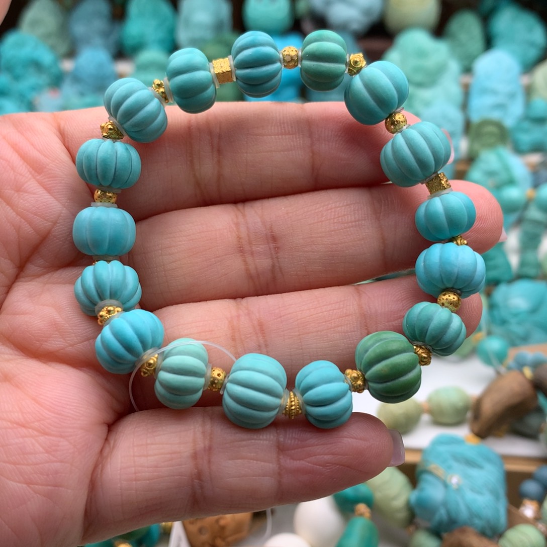 18K金镶嵌绿松石手链