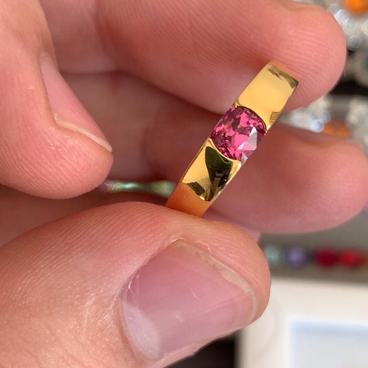 大***经14K金镶嵌尖晶石戒指70分缅甸热粉