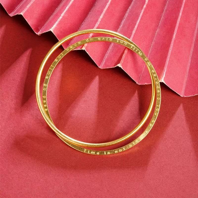 双环四叶草字母手环小众轻奢幸运草素圈镯子小清新012