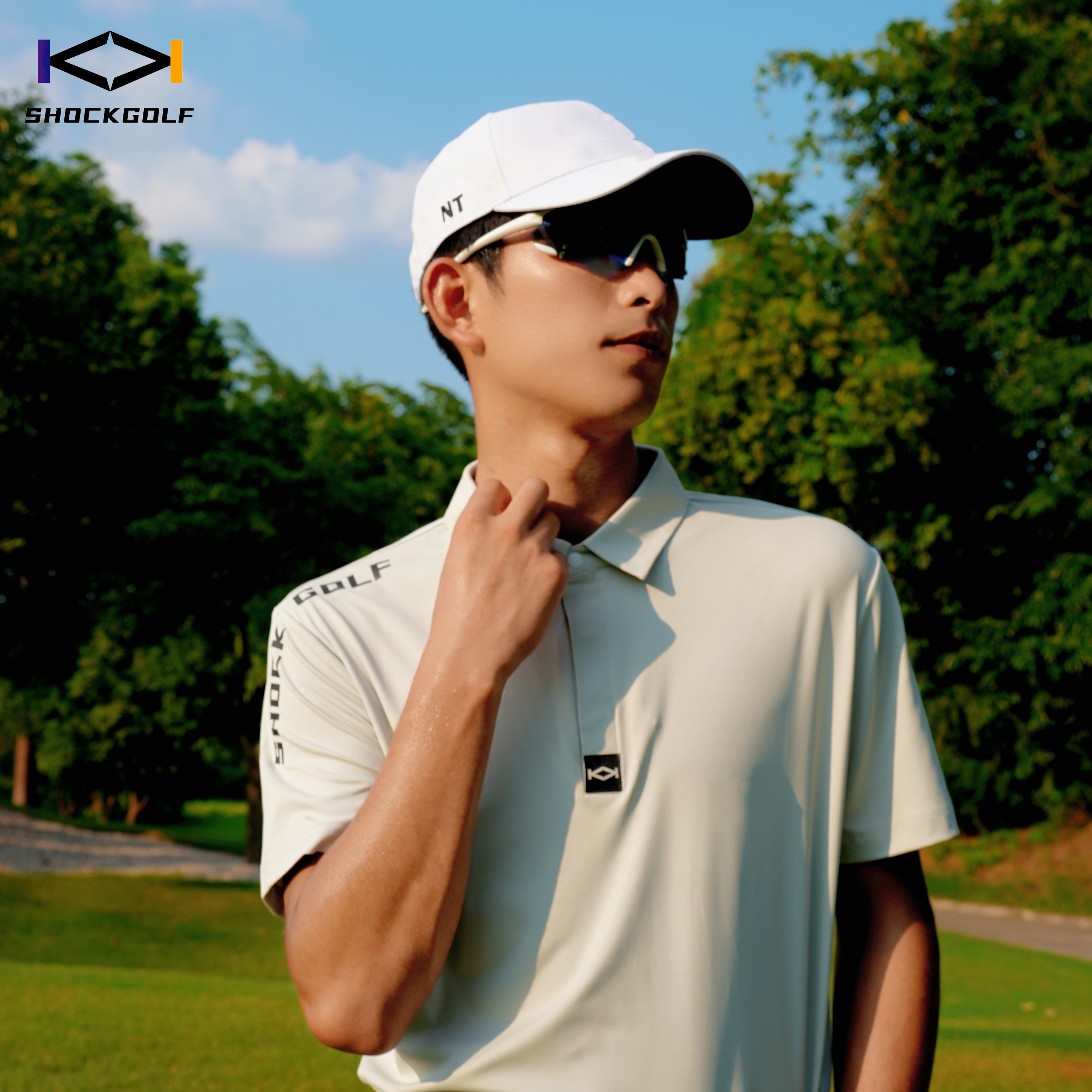 SHOCK GOLF男士夏季高尔夫简约速干透气短袖时尚运动上衣户外运动