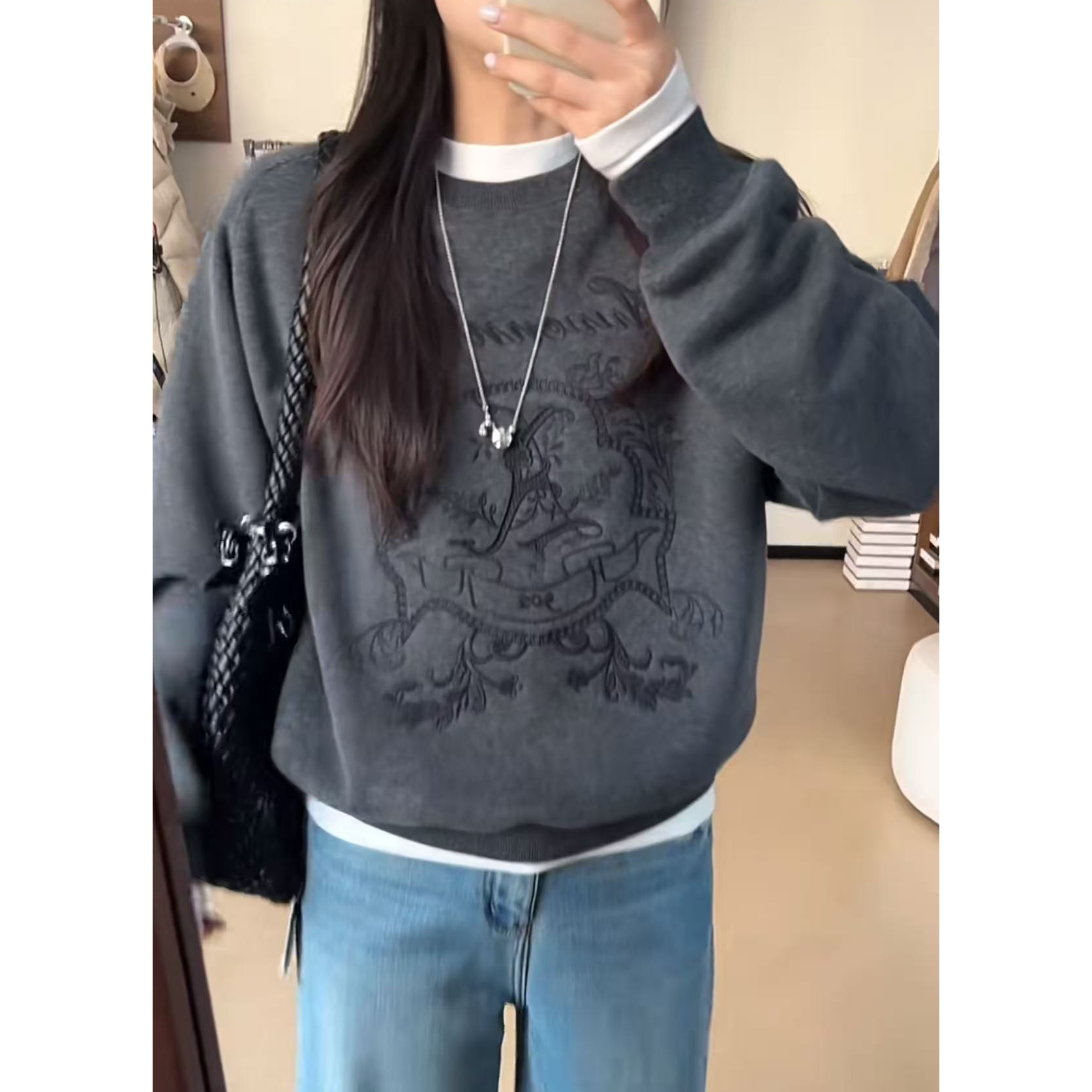 【巴洛克重工刺绣加绒卫衣】重工刺绣巴洛克风格加绒圆领卫衣611