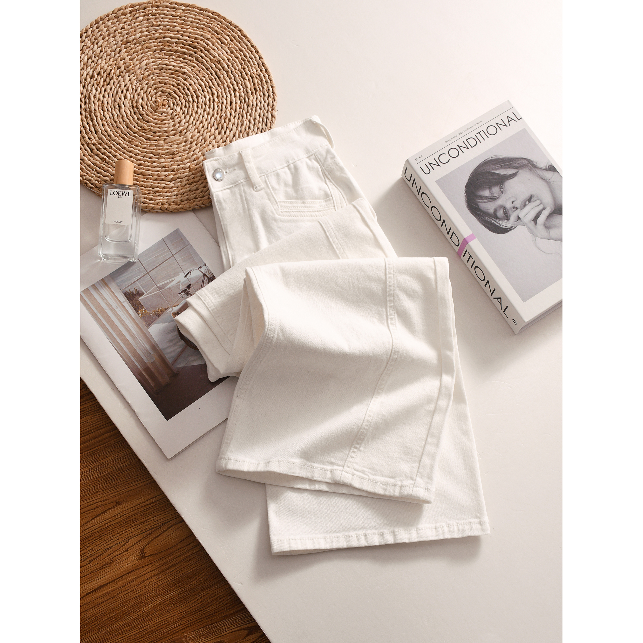 2026春款9261直筒裤高腰长裤薄款白色休闲牛仔裤