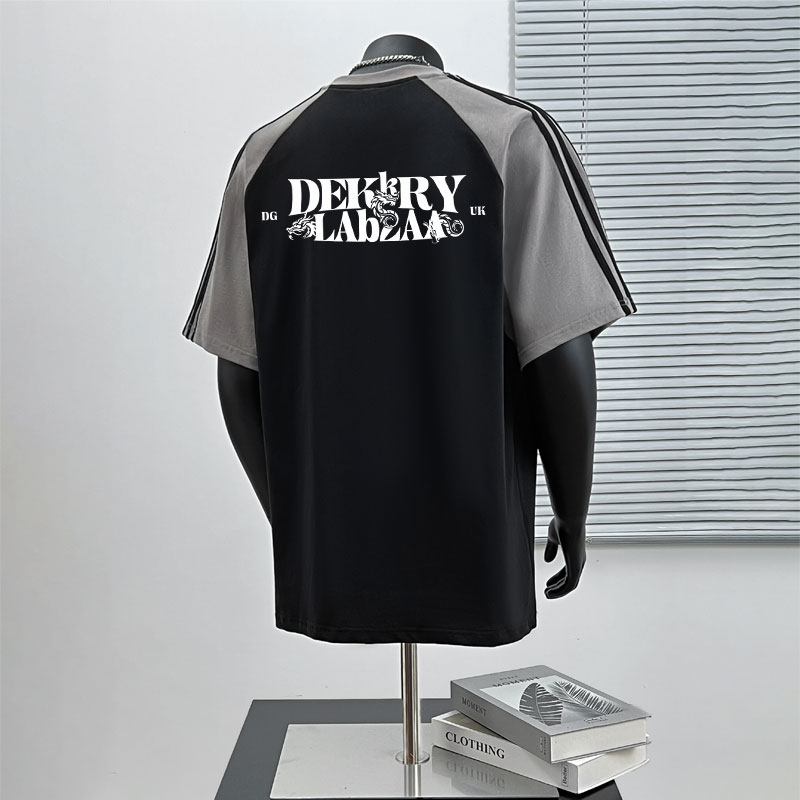 小众创意设计感字母印花纯棉短袖t恤男款夏季宽松休闲圆领上衣潮