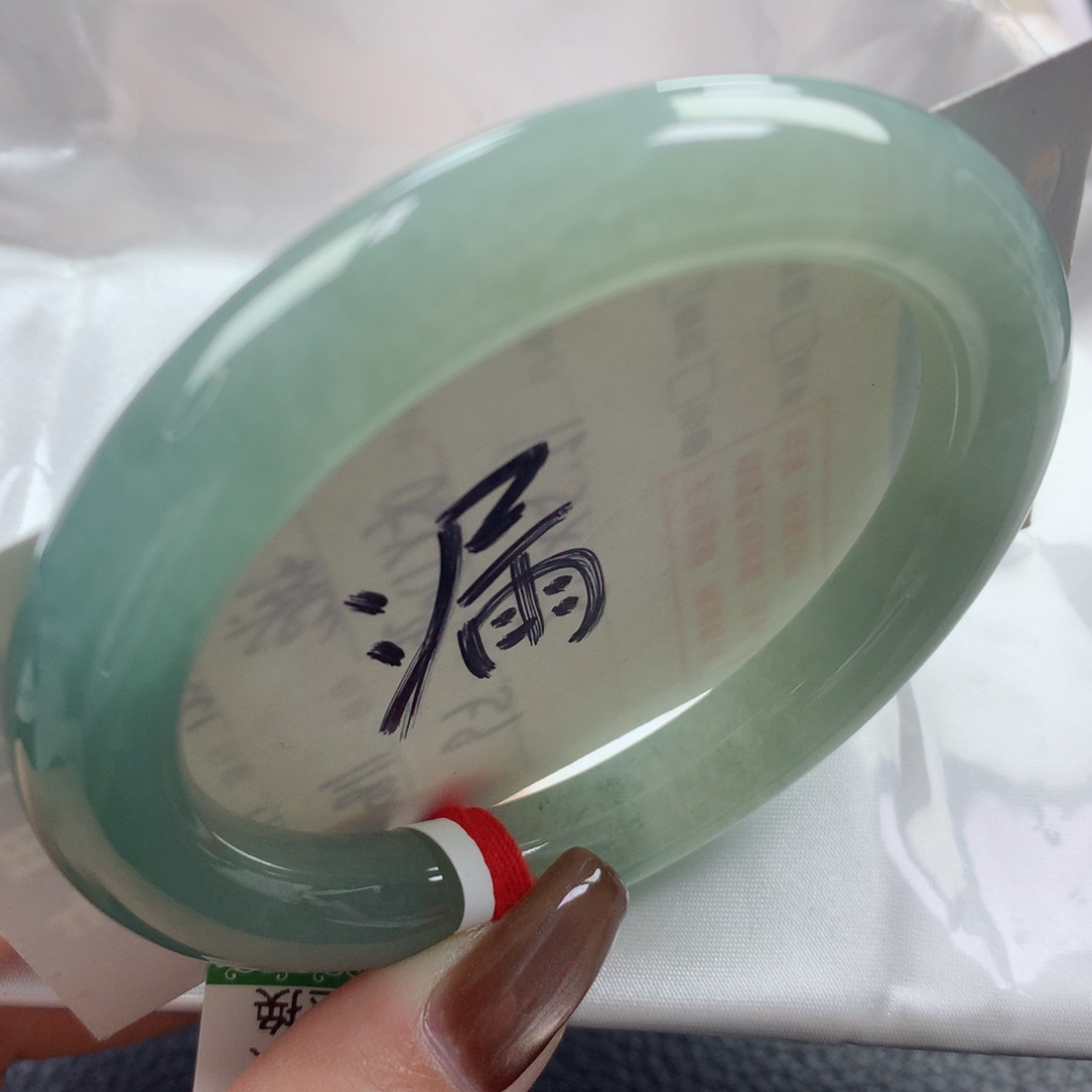 未镶嵌手镯翡翠满色海蓝之谜圆条56