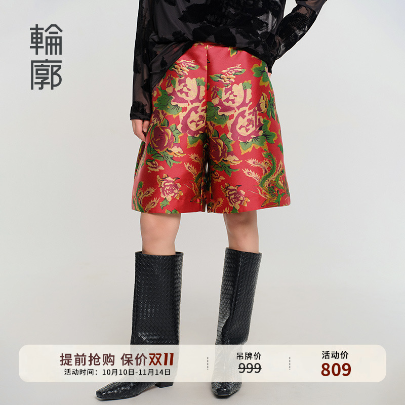 轮廓鸿运当头短裤新中式气质休闲裤小众炸街高级感女装L252K002