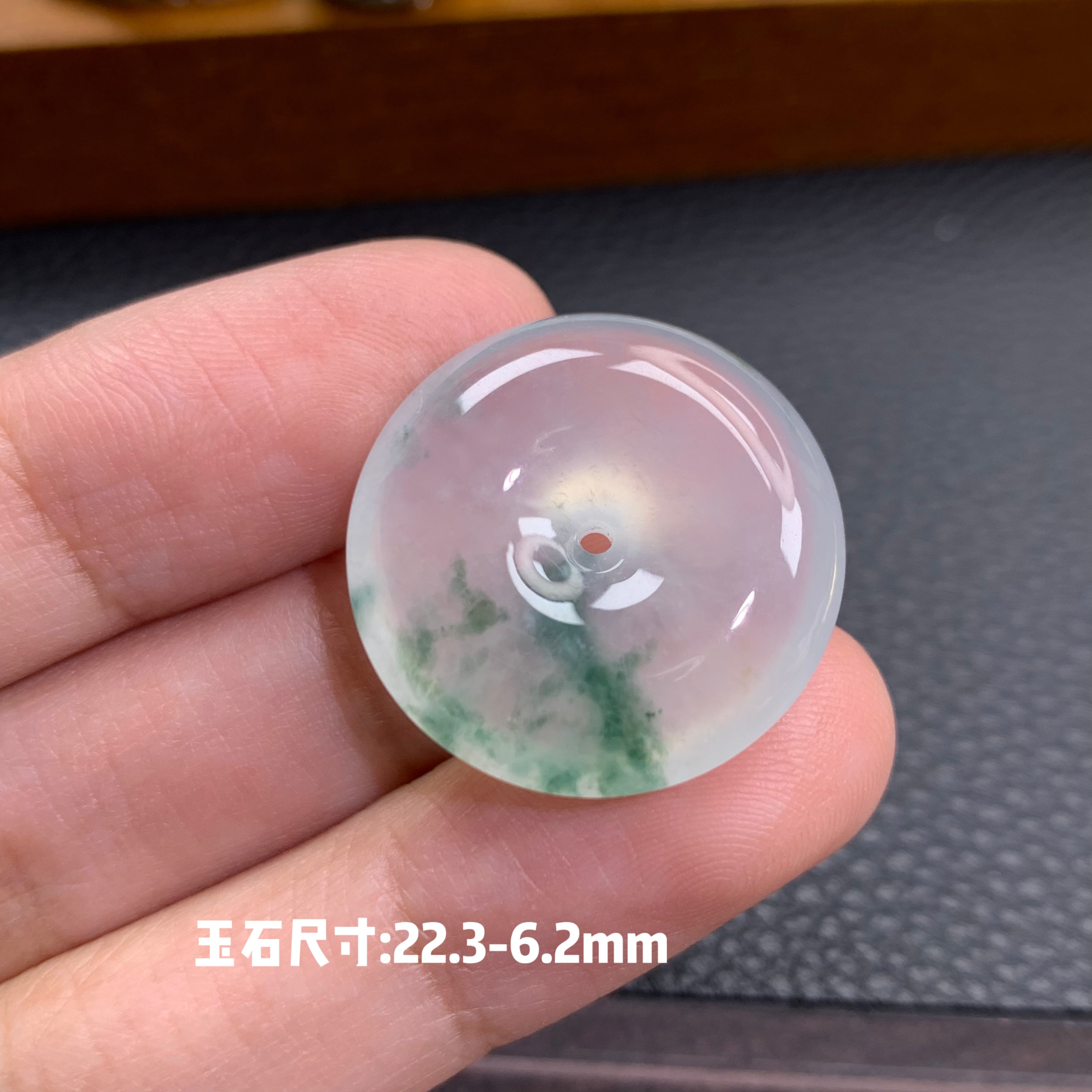 仙子翡翠冰种起光饱满飘花平安扣吊坠缅甸翡翠A货冰透细腻少女