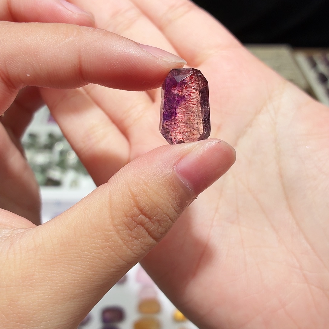 未镶嵌吊坠(不含链)水晶紫超七 随形 打孔定制不退换