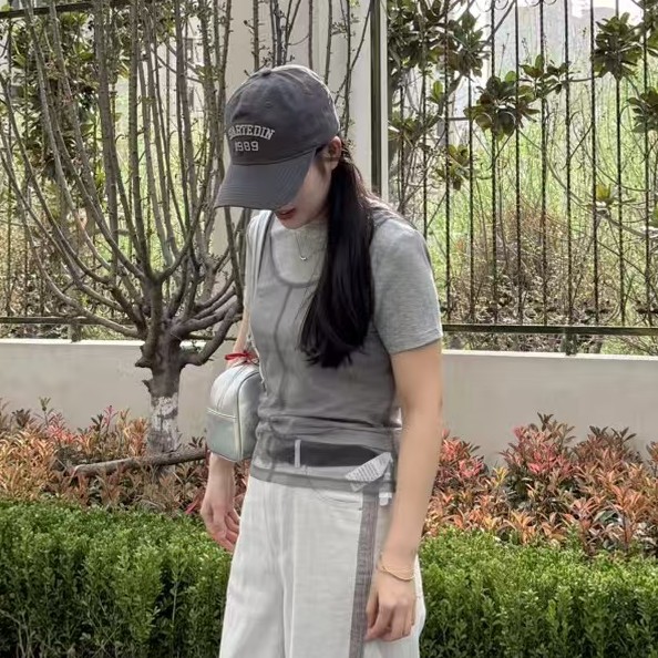 A0120刘梅家网纱假两件短袖