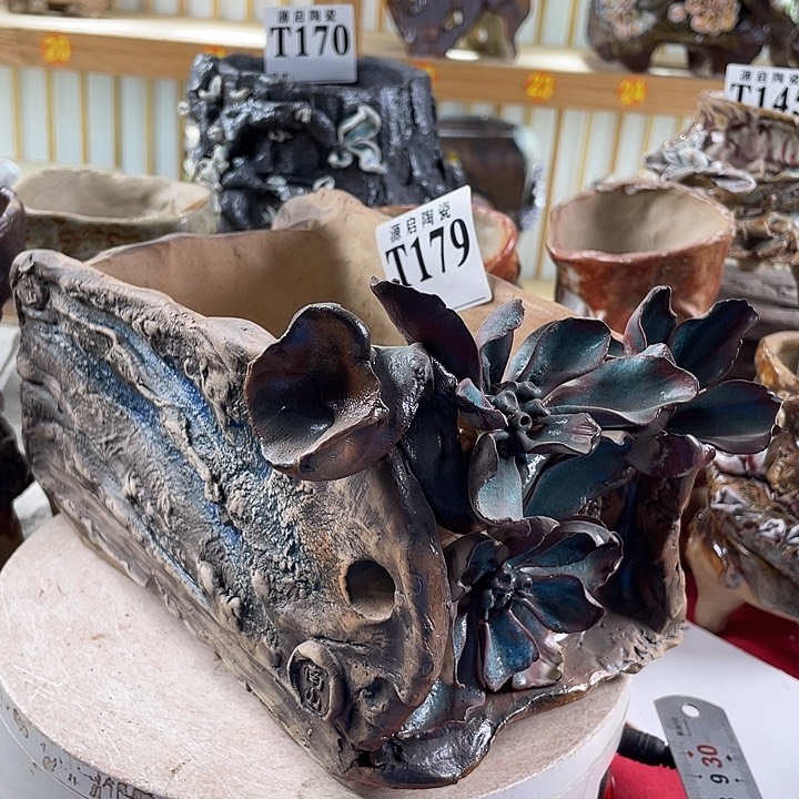 紫砂花盆景德镇陶瓷179瑕疵