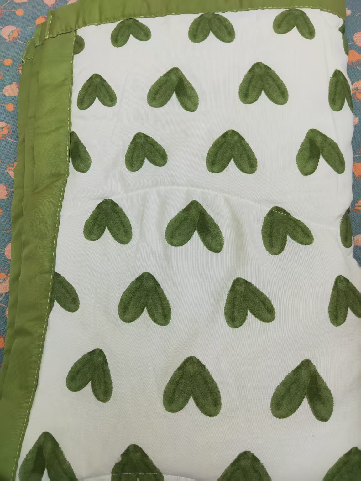 绿色爱心四季夏季夏凉被水洗机洗小被子