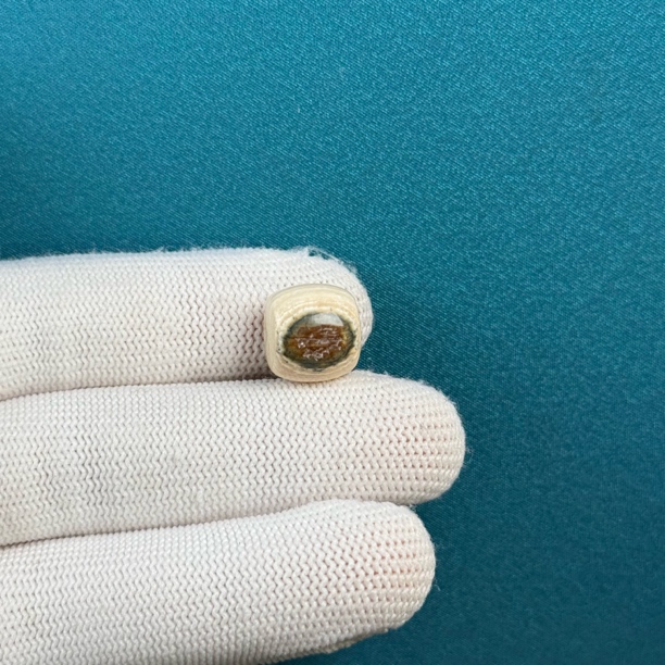 D51-23天然猛犸牙 蓝眼睛老型珠12.3x11.3mm支持复检假一罚十