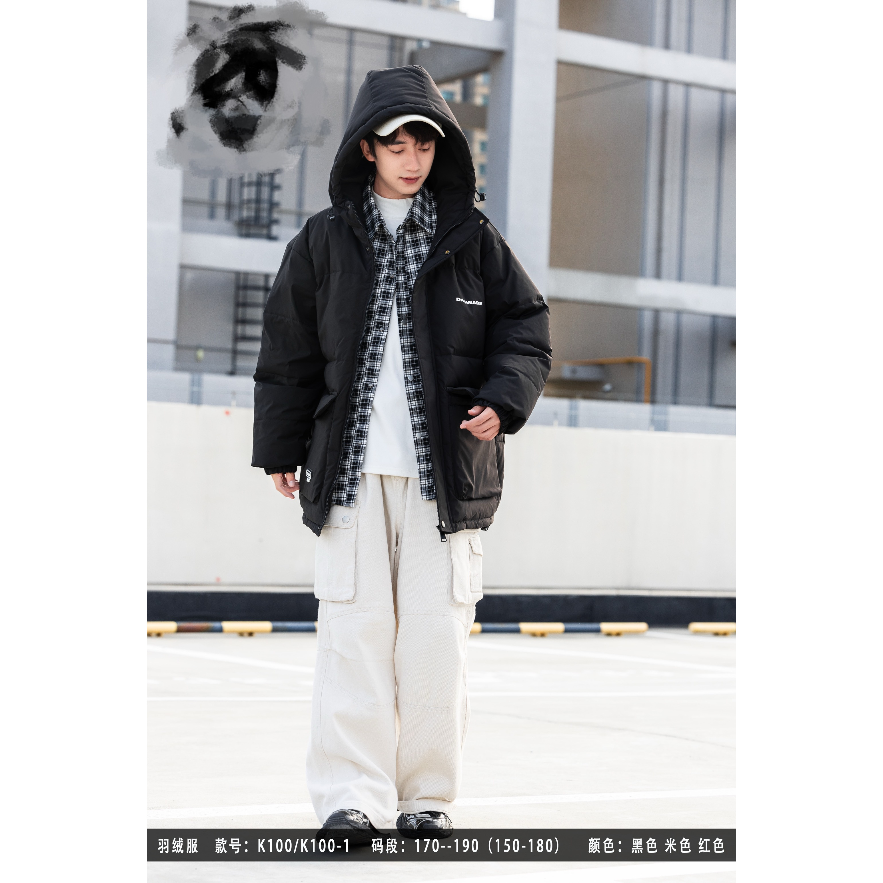 【K100-黑】青少年童装潮品白鸭绒羽绒服