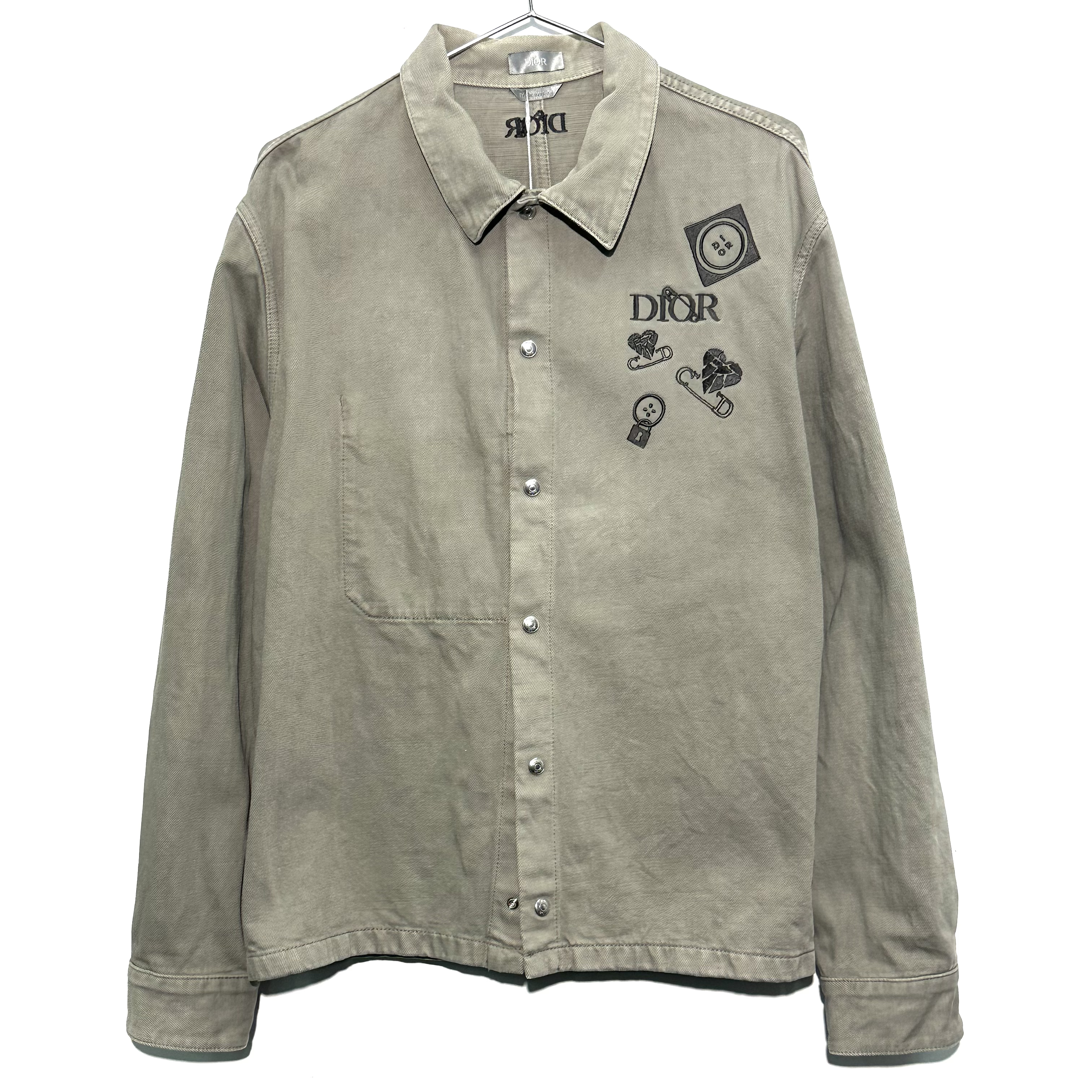 99新 DIOR/迪奥 50码 刺绣logo水泥灰牛仔外套 0882