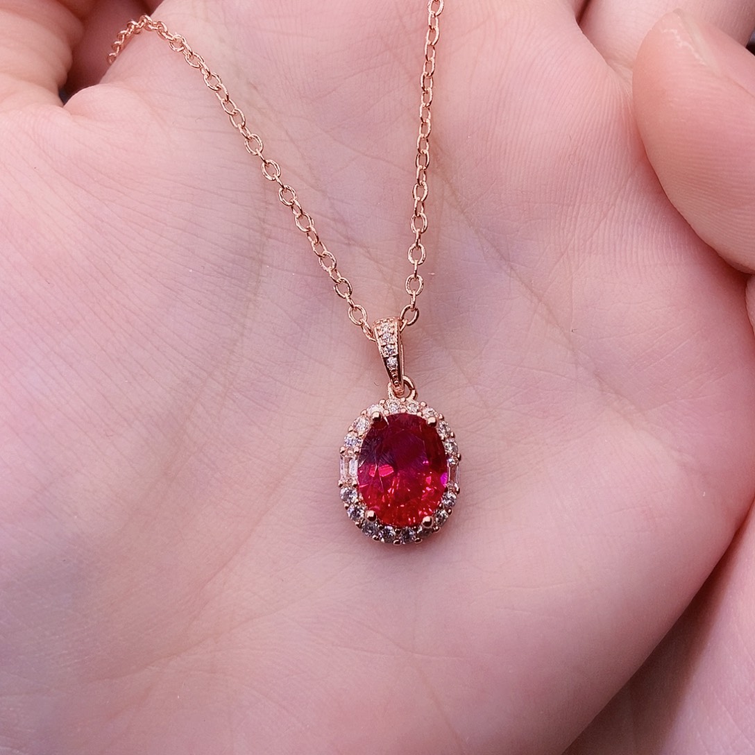 银S925镶嵌吊坠(赠链)红宝石