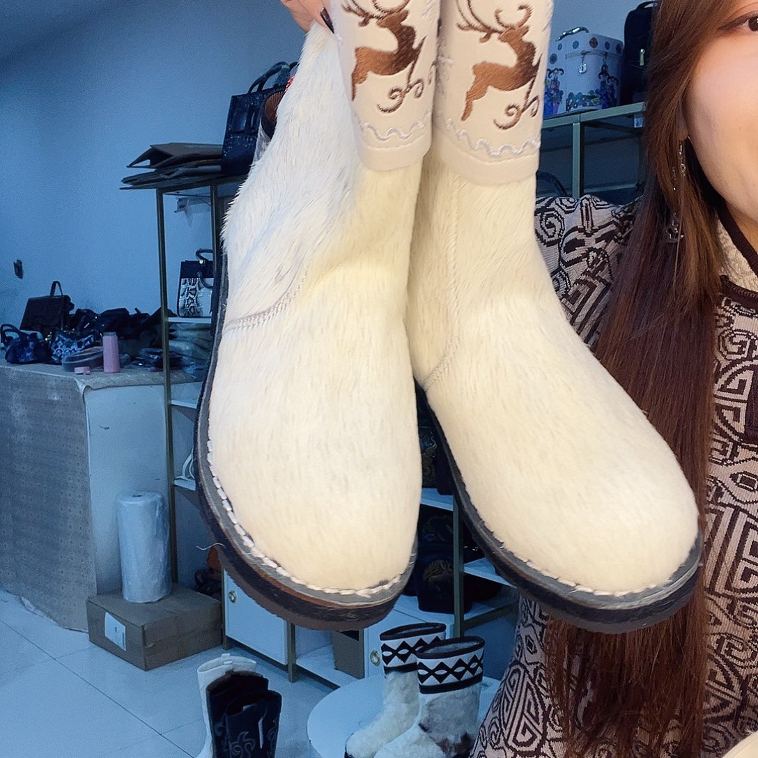 蒙古元素马毛靴子39