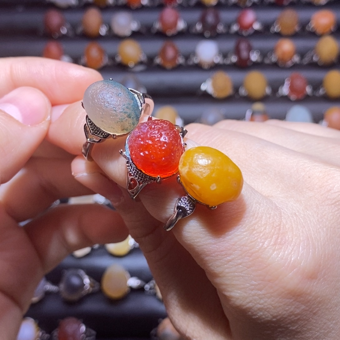 牧***人玛瑙/玉髓合金戒指