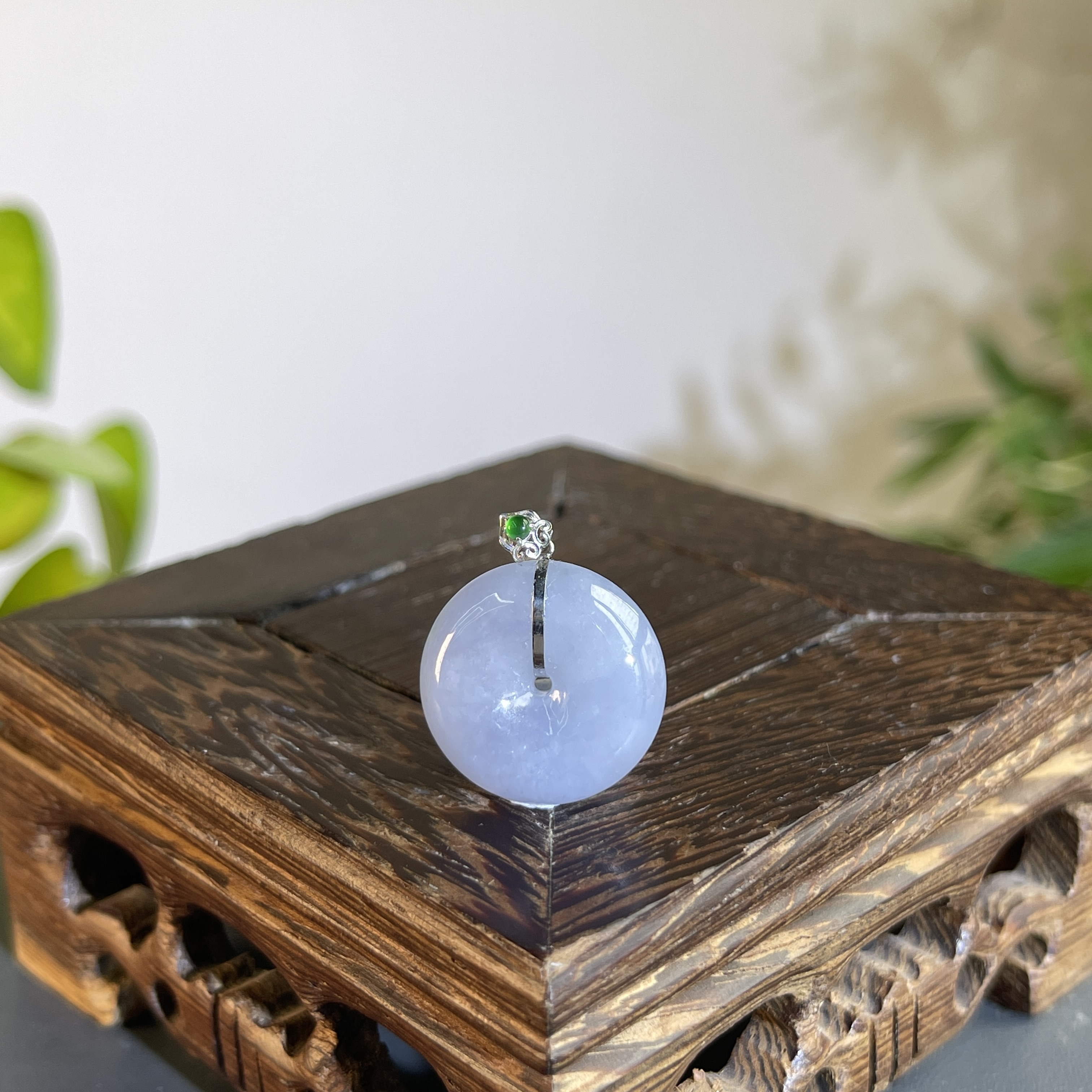 JXB25-42  天然缅甸A货翡翠 18K镶嵌平安扣