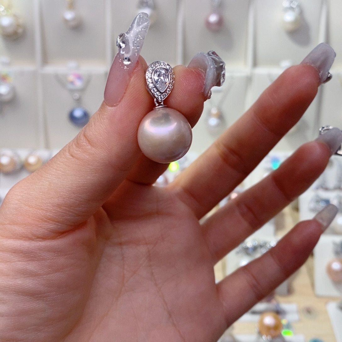 淡水珍珠银S925镶嵌吊坠(赠链)