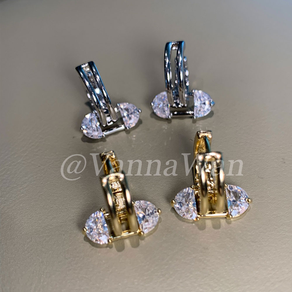 铜合金耳饰 平安锁.蝴蝶结闪钻平安锁精致耳扣