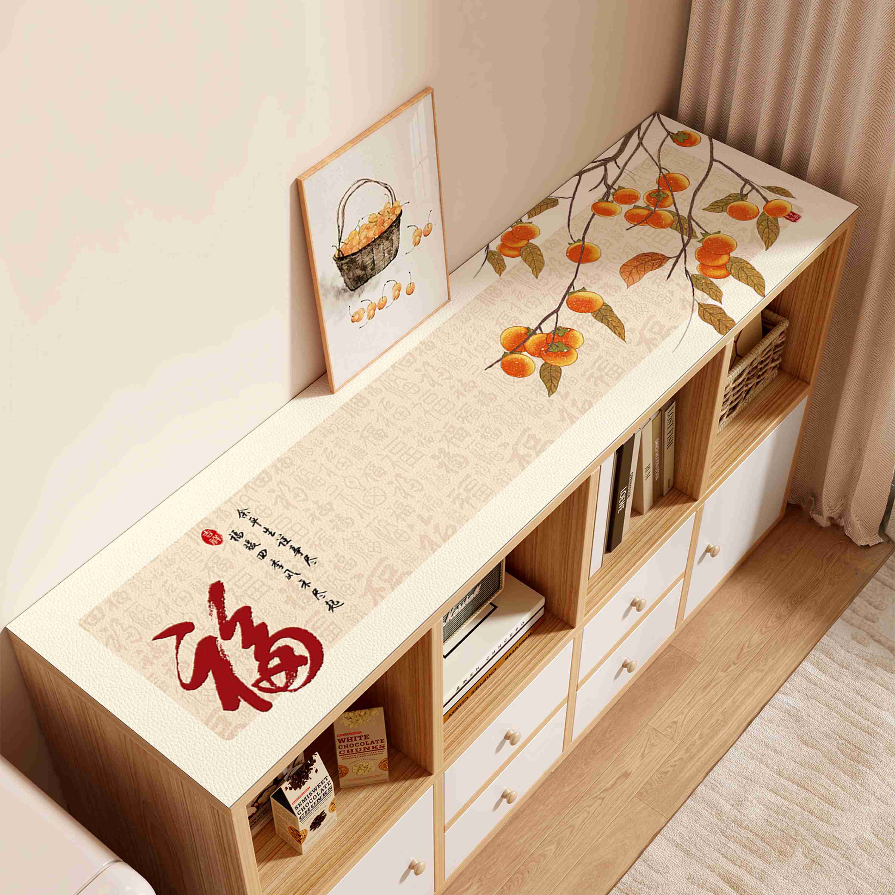 新中式餐边柜桌垫轻奢高级感新年桌布电视柜台面保护垫鞋柜防脏垫