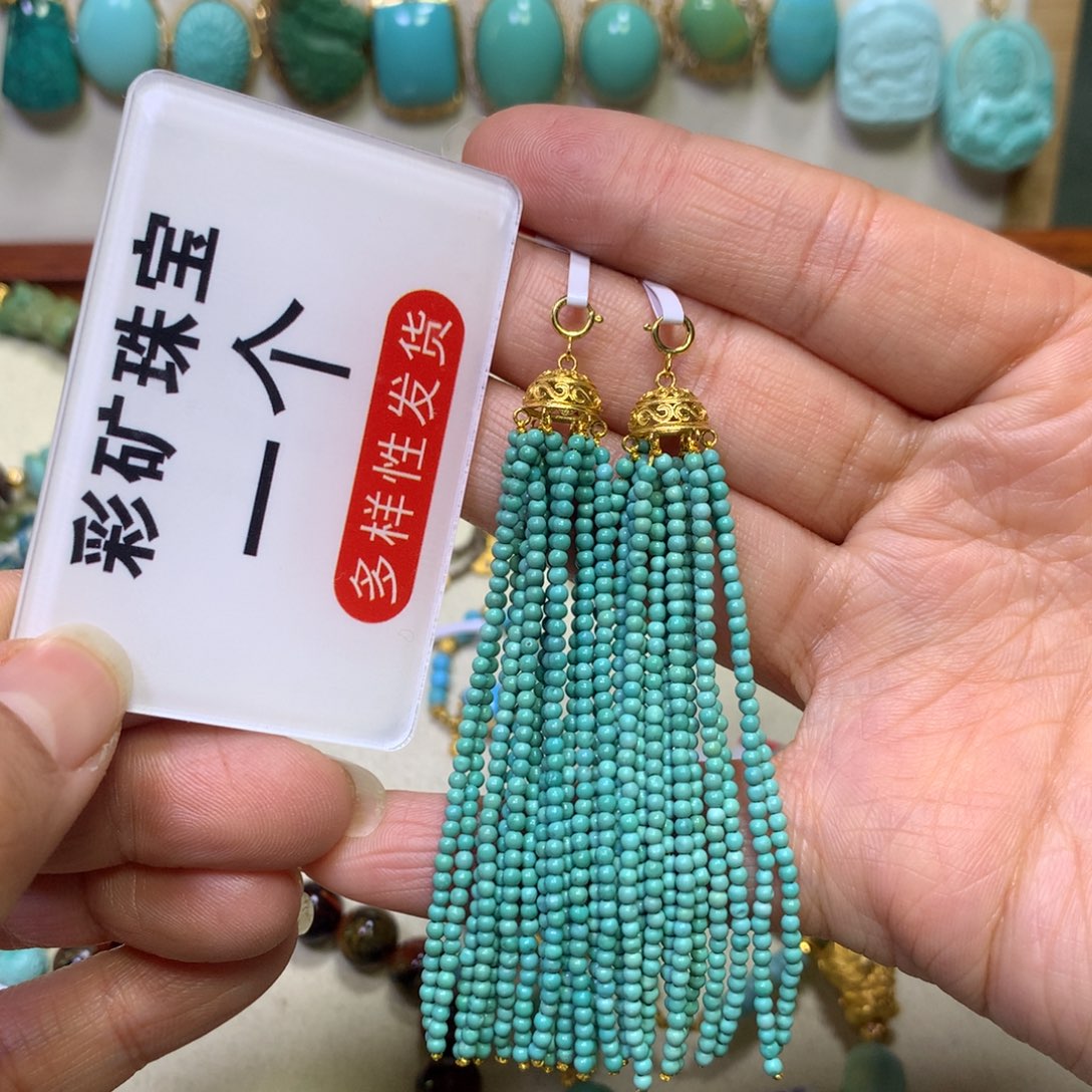 绿松石挂件18K金镶嵌