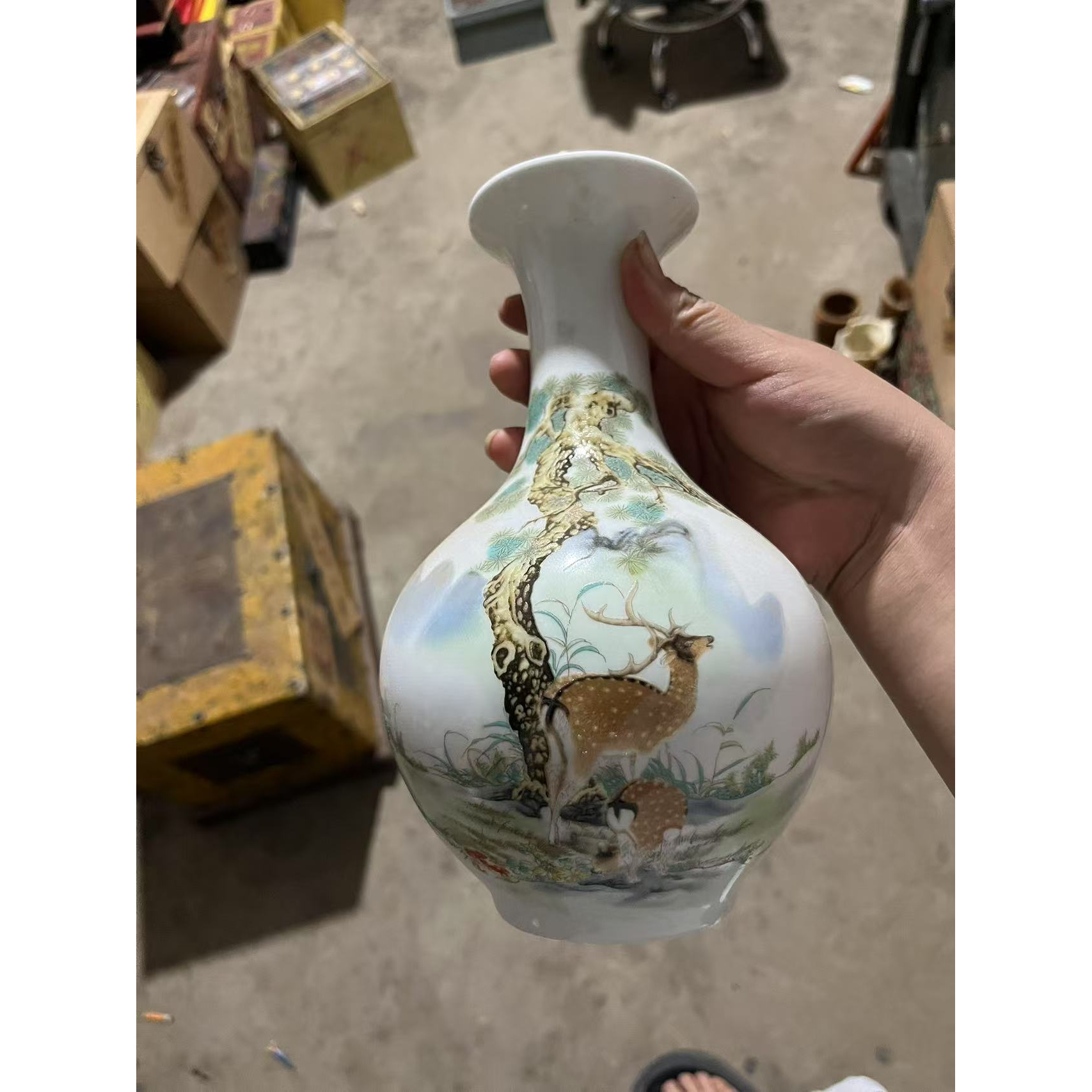 精品摆件鹿细口瓶子