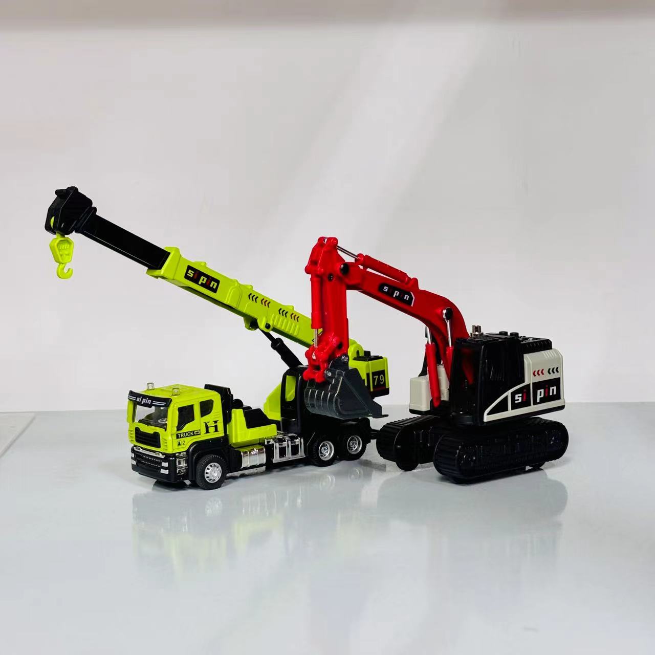 合金惯性挖机吊机模型工程车