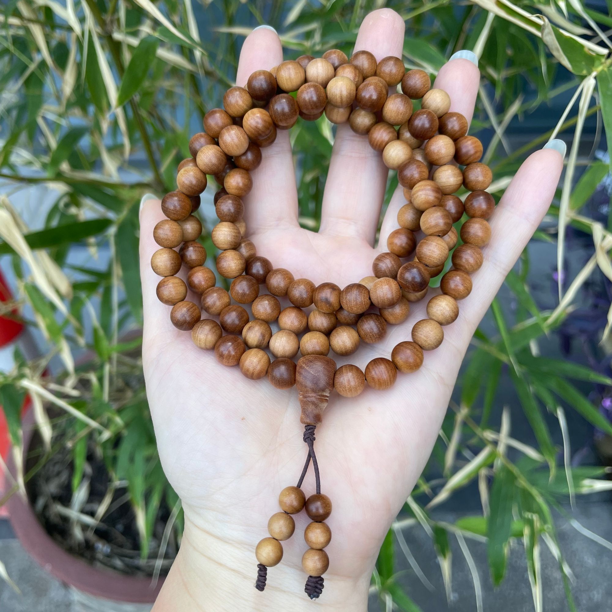 殿堂级印度迈索尔老山檀香0.8cm*108沉水级老物件雕刻件定制佛珠