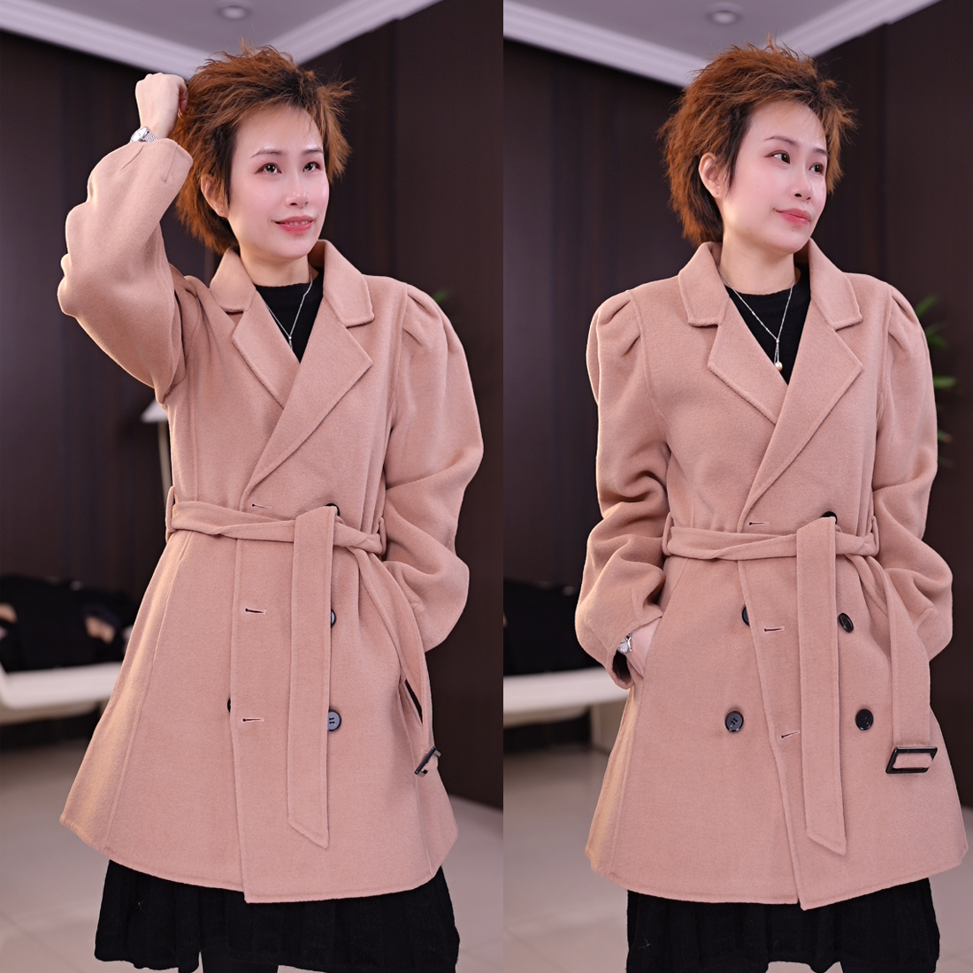 中长款 绵羊毛双面呢大衣5043#