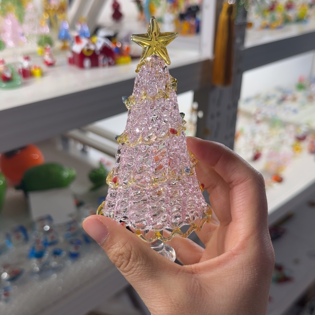 琉璃手工艺品粉金色大号