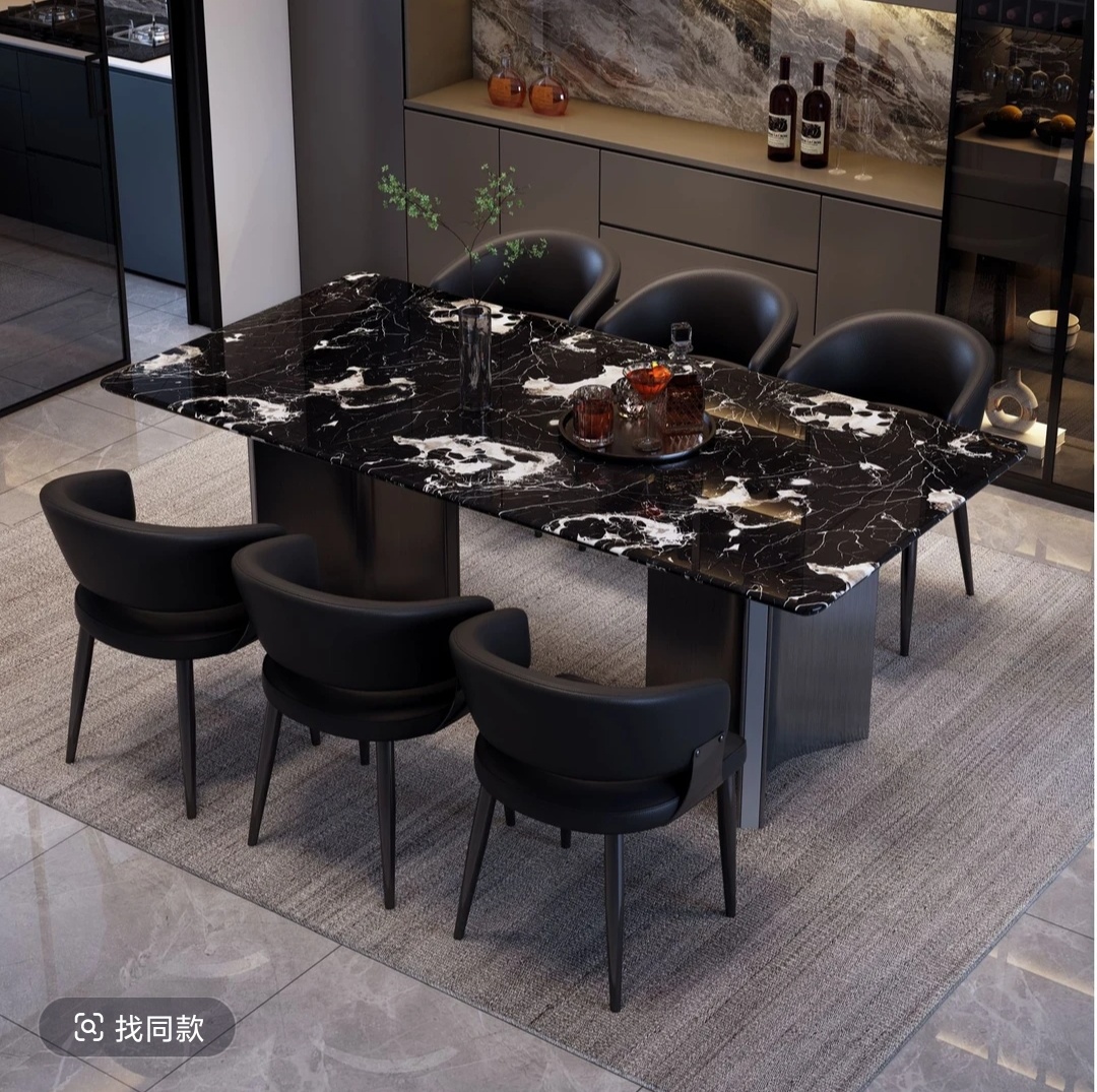 【双十二专拍链接】意式大理石组合餐桌家用现代简约风长方形吃饭桌