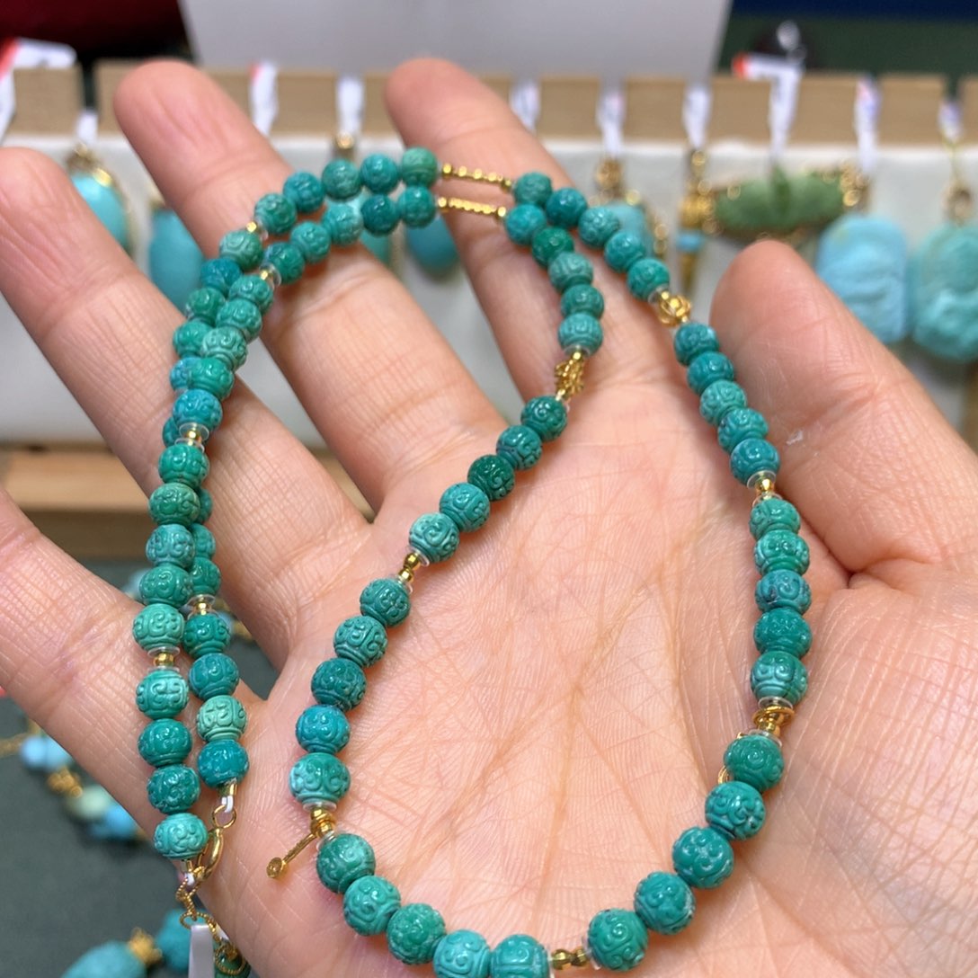 绿松石项链18K金镶嵌