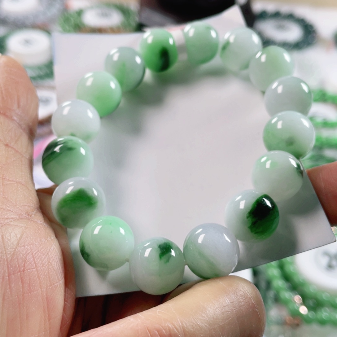 翡翠戒指未镶嵌天然翡翠手串12.8mm