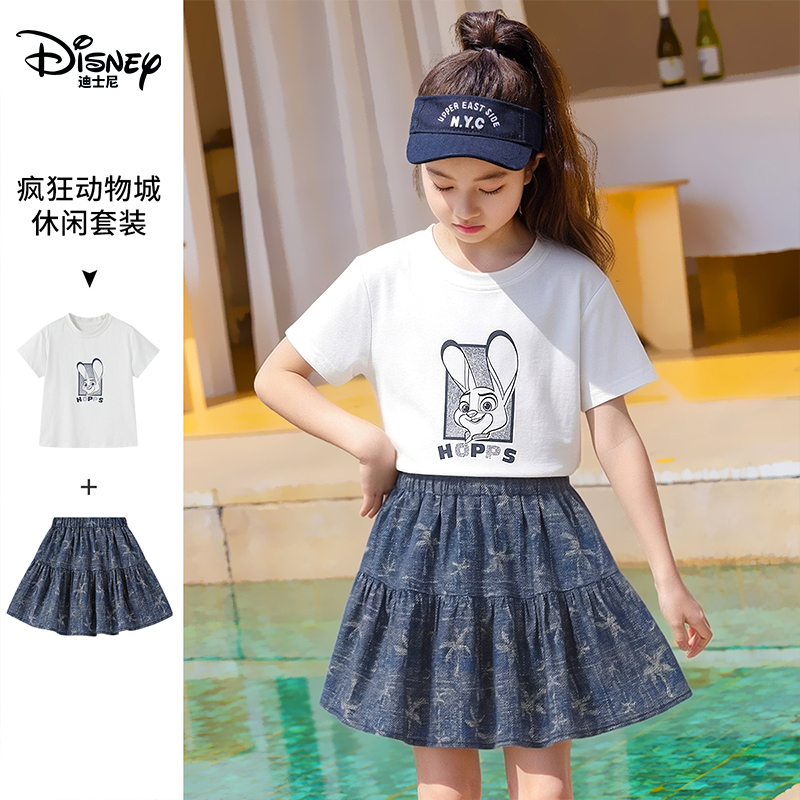 Disney/迪士尼女童套装2026夏季新款学院风短裙儿童洋气两件套