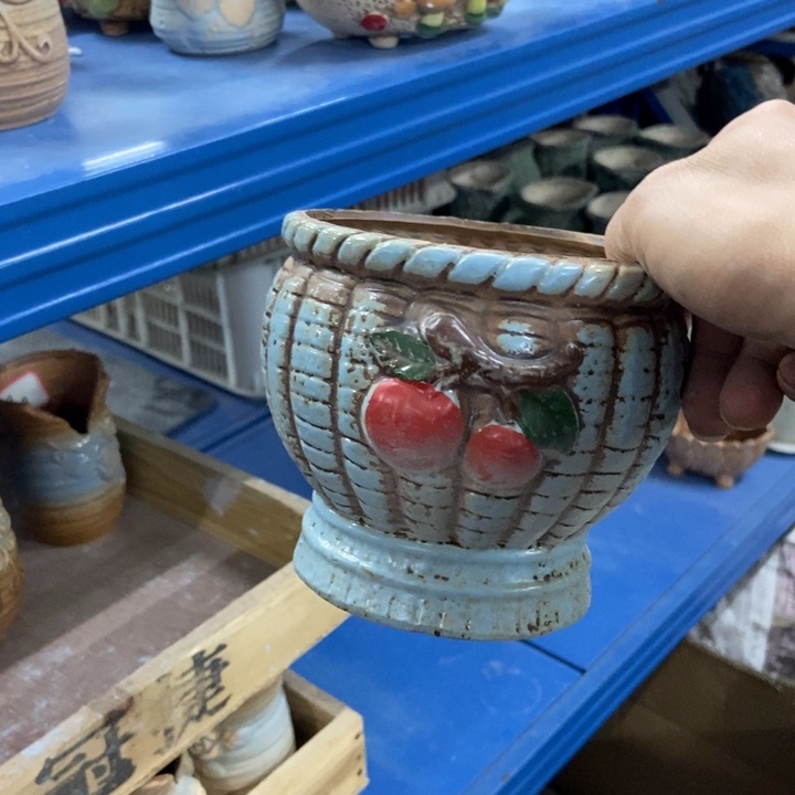 陶瓷花盆单场满9.9发12*11蓝