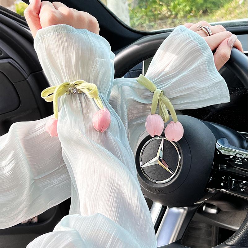 车载冰袖女款冰丝袖套袖套防紫外线护袖开车汽车防晒遮阳神器
