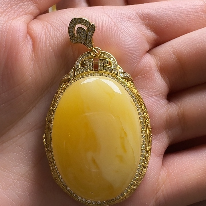 蜜蜡银S925镶嵌吊坠(不含链)吊坠