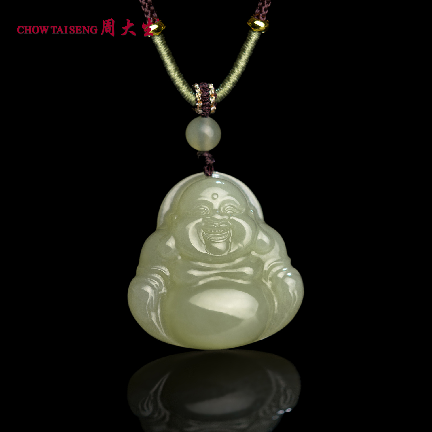 周大生【30mm】和田玉晴水佛公吊坠和田玉石吊坠多样性发货 D0FG005