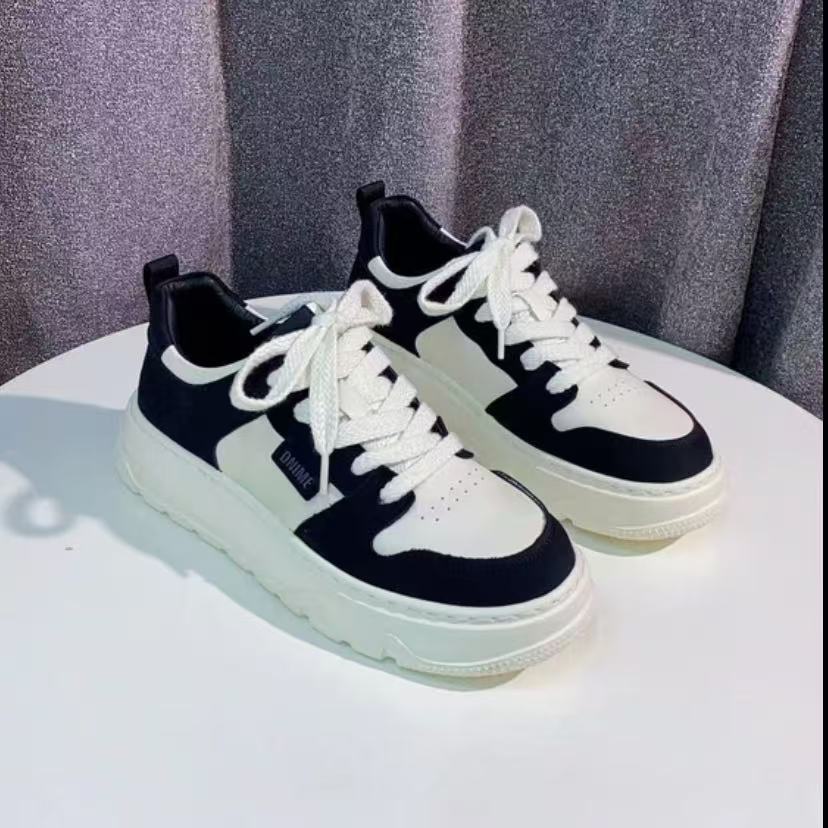 C3384 黑白 舒适平底时尚男士休闲鞋  板鞋