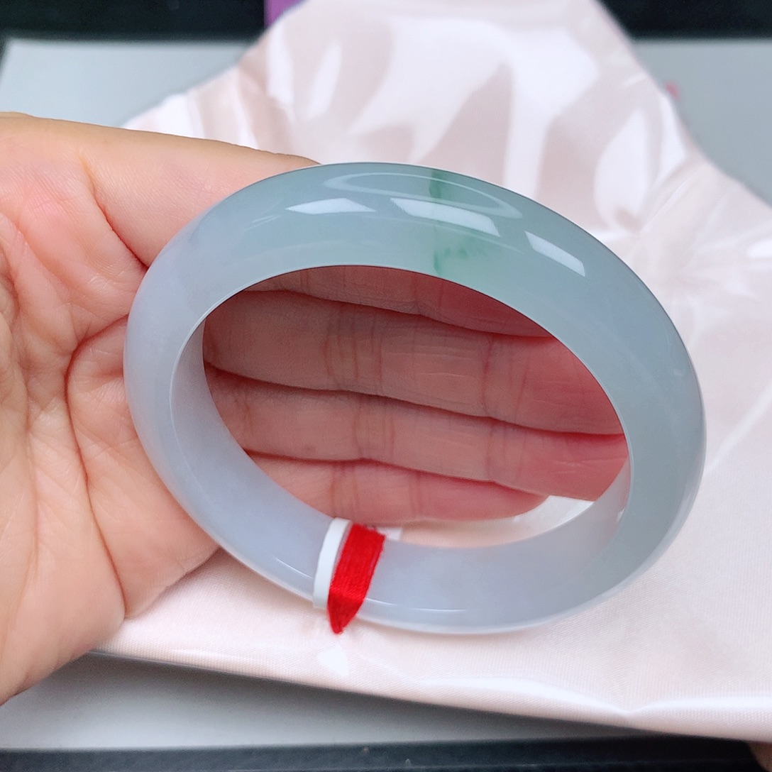 未镶嵌手镯翡翠冰胶飘绿17新品