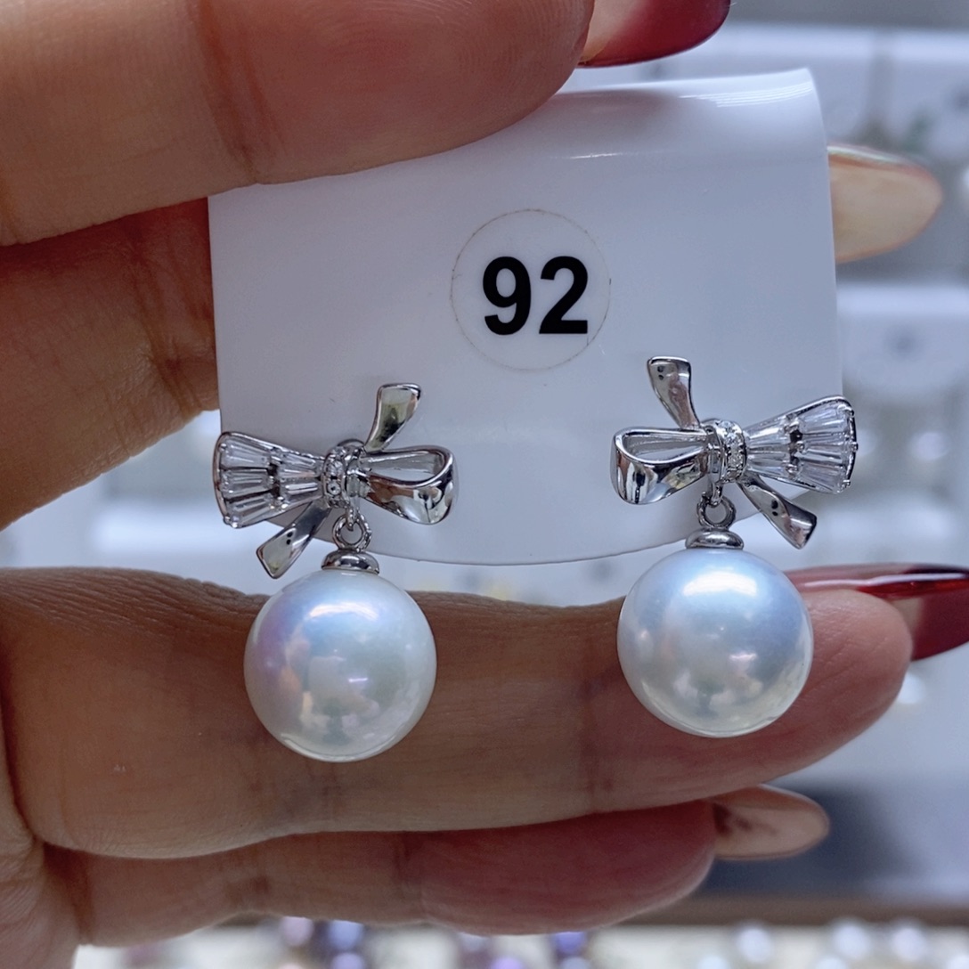 淡水珍珠耳饰银S925镶嵌