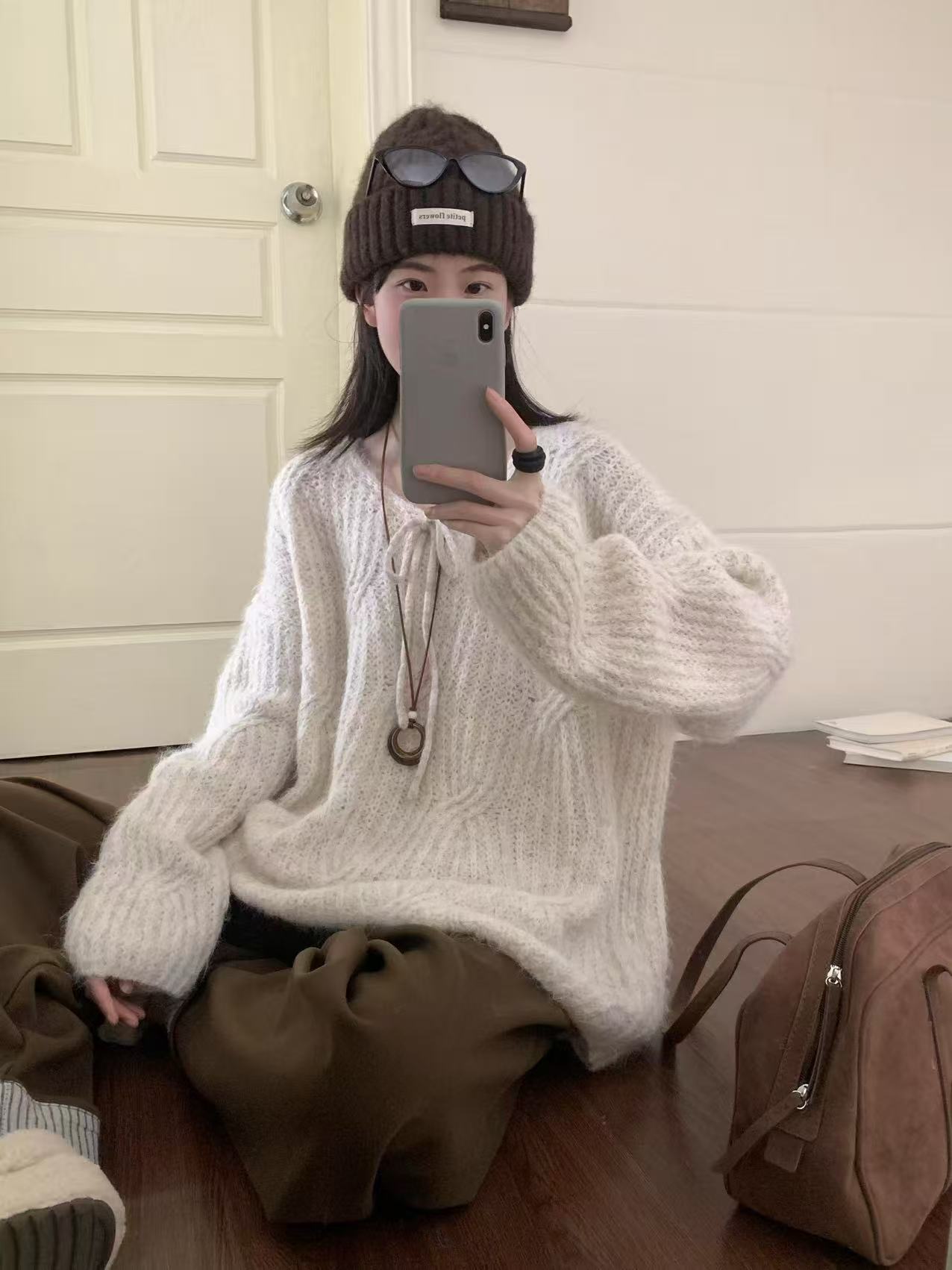 时尚休闲慵懒风宽松型女装针织衫上衣
