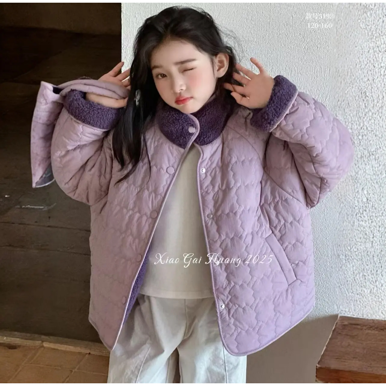 【两面穿】女童棉衣2025秋冬新款棉服儿童保暖加绒加厚外套