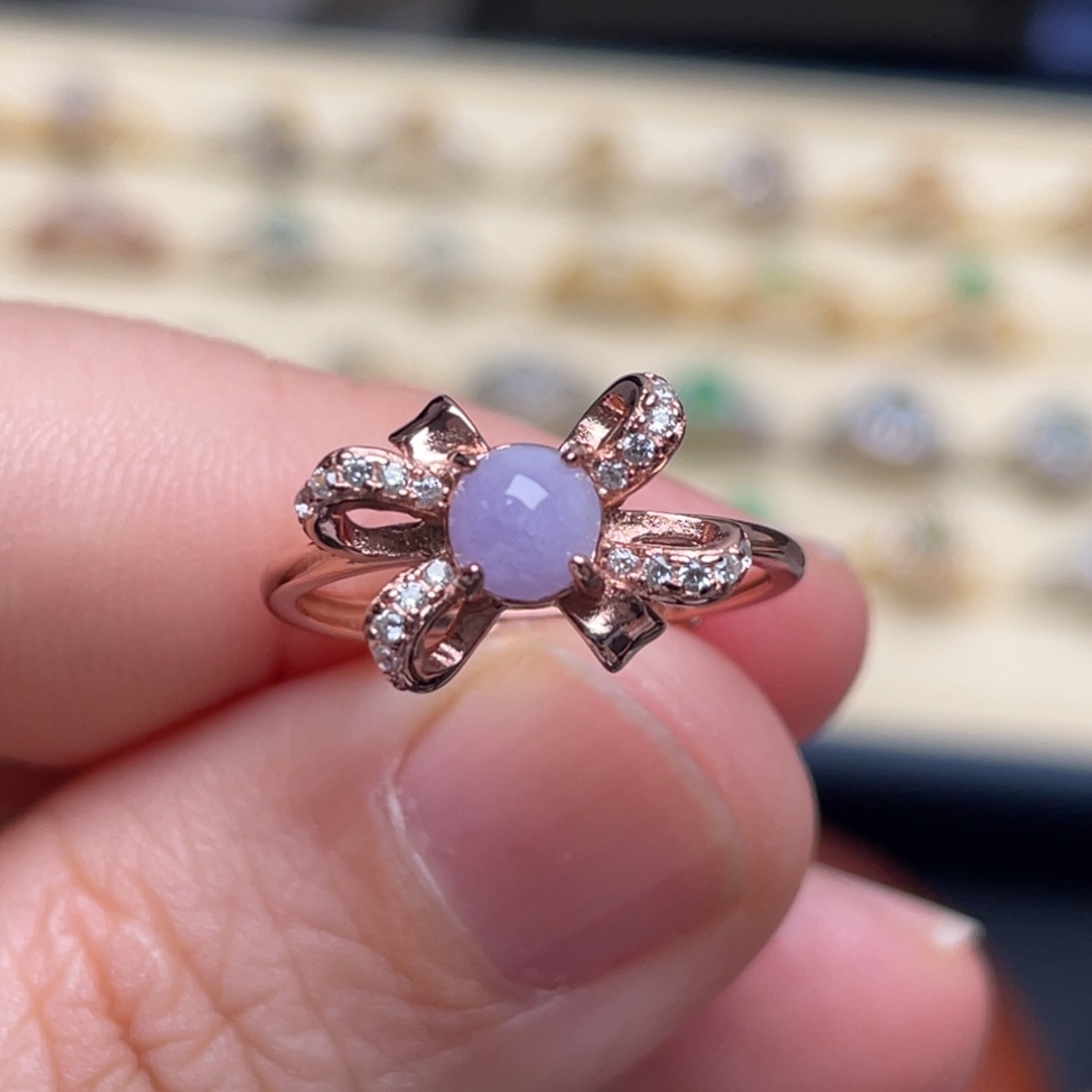 翡翠戒指银S925镶嵌纯天然缅甸翡翠