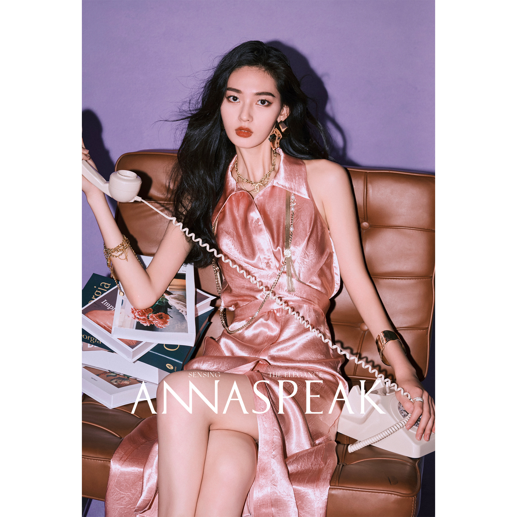 ANNASPEAK星月裙 肌理感醋酸分割式原身腰带削肩连衣裙夏季新款裙