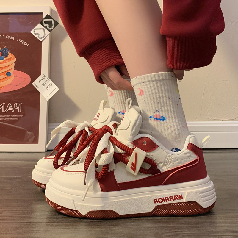 回力红色新年小白鞋2025冬季新款百搭加厚本命年厚底休闲棉保暖鞋