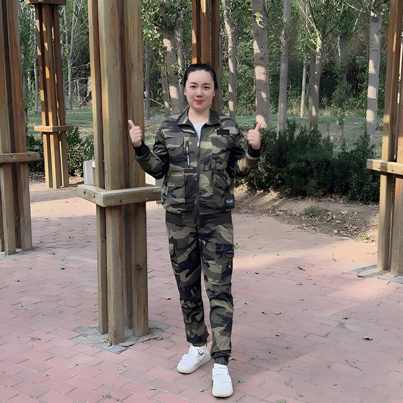 夏季薄款夹克款纯棉长袖迷彩服套装劳保耐磨电焊工建筑工地工装