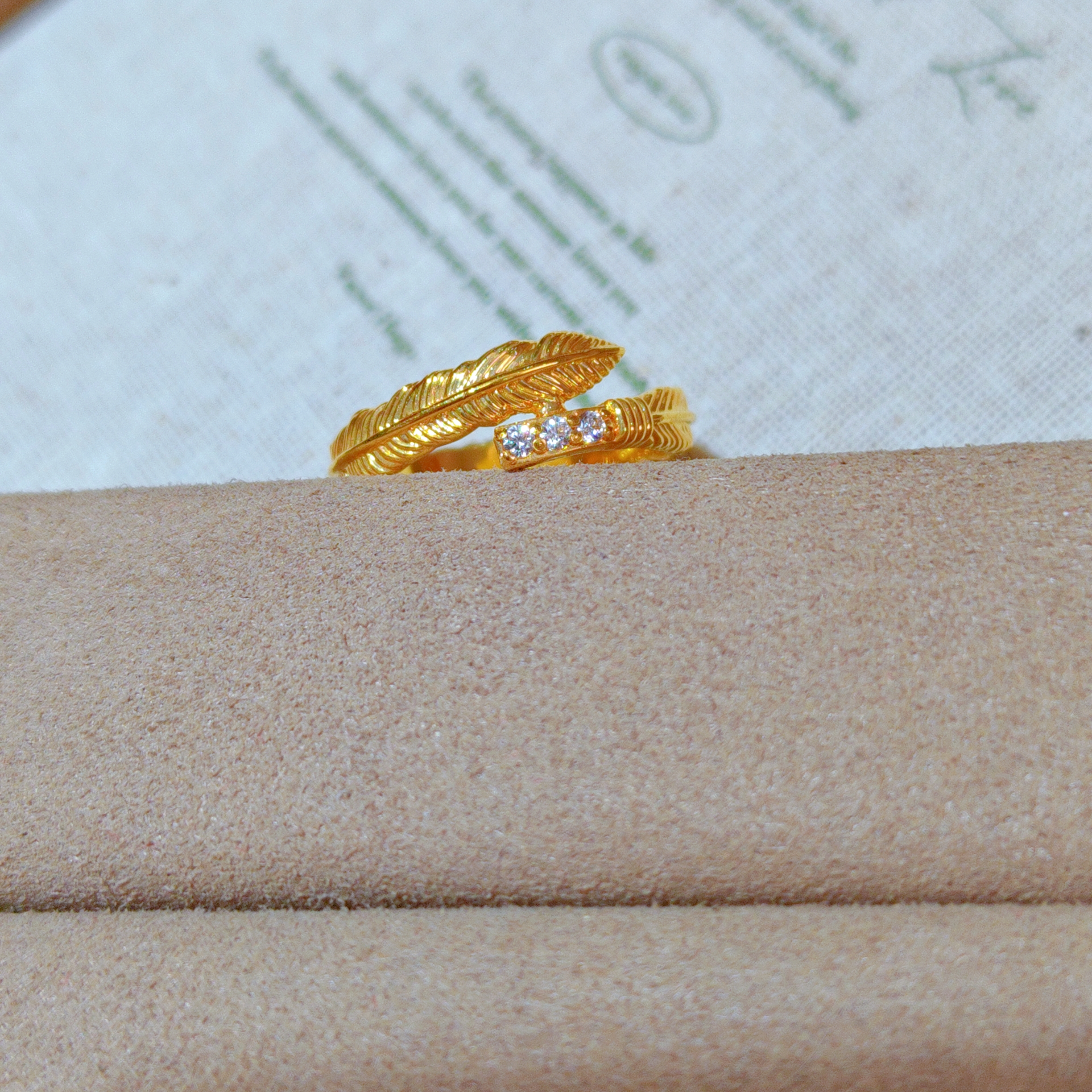 【琪琪专享】足金999 羽毛戒指 6D工艺 双12大促圣诞礼物