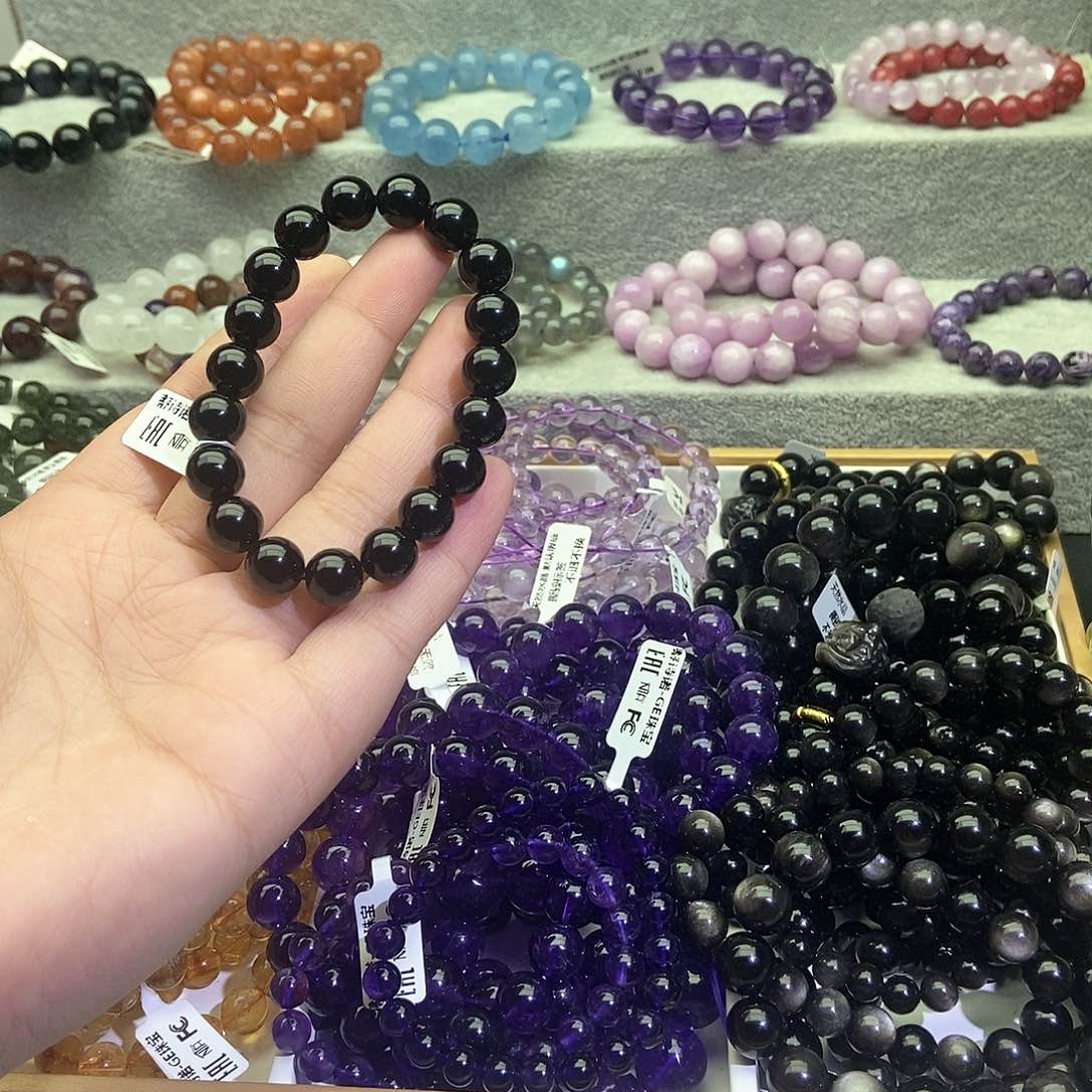 水晶手链未镶嵌花*黑曜石10