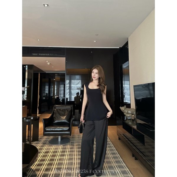 【禾呈】夏季时尚休闲风宽松直筒裤高腰显瘦百搭休闲长裤女10493